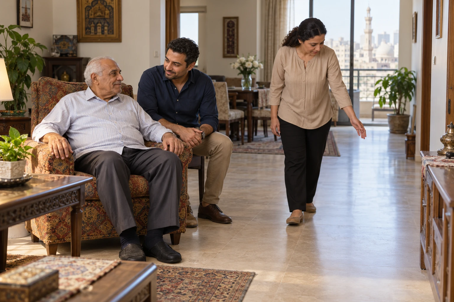 مراجعة مساحة الحركة داخل المنزل مع كبير السن وأسرته